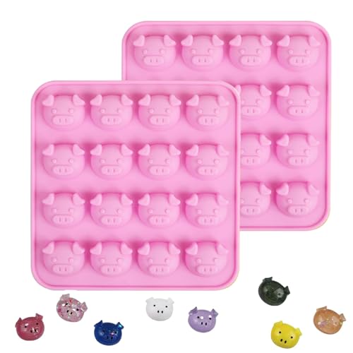 Schokoladenform Silikonform Schwein 2 Stück Glücksschweinchen Silikonformen für Schokolade Süßigkeiten DIY Gelee Soap Glücksbringer (Rosa)