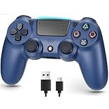 ps4コントローラー【2025年革新版・アップデート】ps4 コントローラ- pc Turbo連射機能 6軸ジャイロセンサー 二重振動 高精密ボタン Bluetoooth5.4 無線/有線安定接続 1000mAh 急速充電 16時間連続使用 人体工学設計 持ちやすい タッチパッド イヤホンジャック付き ワイヤレスコントローラー P3/P4/P4 Pro/Slim/PC対応 日本語説明書 BLUE