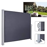 [page_title]-wolketon Seitenmarkise Anthrazit TÜV，geprüft UV，Reißfestigkeit，seitlicher Sichtschutz sichtschutz，für Balkon Terrasse ausziehbare markise (160 x 300 cm Anthrazit)