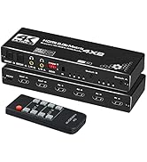 4K@60Hz 4x2 HDMI Matrix Switch, avedio links HDMI 2.0b Matrix Switch 4 in 2 Out, 4K HDMI Switcher...