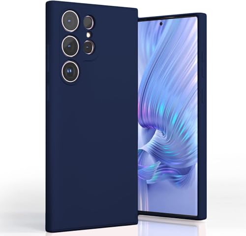 DIZORO Compatible with Samsung S23 Ultra 5G Back Cover with Upgraded Square Edges for Camera Protection Shockproof Flexible Matte Liquid Silicone Mobile Phone Case (Navy Blue)- Best and cheap mobile covers in India