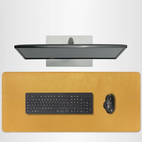 Tapete para escritorio de cuero genuino Mostaza XL