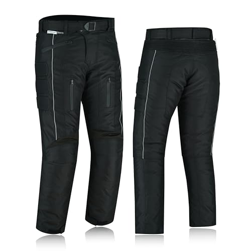 Swift Wear Mens Motorbike Waterproof Black Cordura Textile Armoured Motorcycle Biker Trousers CE Approved Armors Safety Protection Lined Thermal Trousers (UK, Numeric, 30, Regular, Regular, Black)