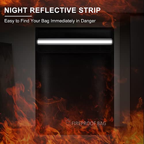 Fireproof Bag 15X11 In - Legal Size 2000℉ 2 Pockets Fireproof Waterproof Documents Bag For Valuables, Money, Jewelry, File And Tablet - Black #TOP3