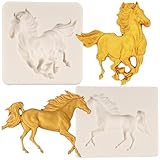 FCKEMLDS Horse Fondant Mold Running Horse Silicone Chocolate Candy Molds for Sugar Craft Cake Decoration Cupcake Topper Polymer Clay Resin Epoxy Gum Paste Set of 2