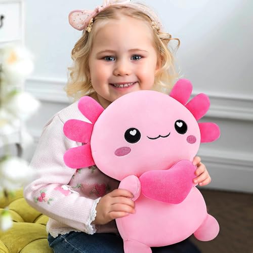Axolotl Plush Pillow Stuffed Axolotl Stuffed Animal Plush Pillow Cute Plush Toys Animal Toy Hugging Pillow For Lover Cushion Pillows Cuddly Toy Soft Toys Heart for Boys Girls Present 13.7 inch - Image 6