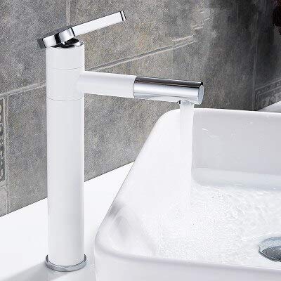 Mitigeur de lavabo blanc chrome robinet de salle de bain orientable sur pont