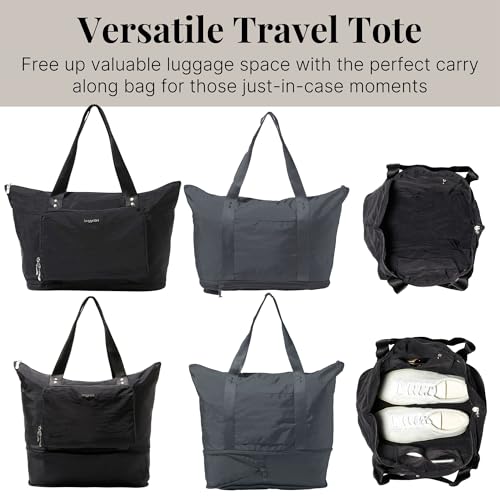 Baggallini Women\'s Carryall Expandable Packable Tote, Black