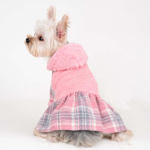 Robe d'hiver pour chat vêtement chaud chien rose taille S - 5