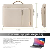 DOMISO 14 Zoll Laptoptasche Wasserdicht Ultra Slim Notebookhülle mit Griff für MacBook Pro M4/M3, Dell XPS 14, HP Spectre, Lenovo ThinkPad, Beige – Ansicht 4