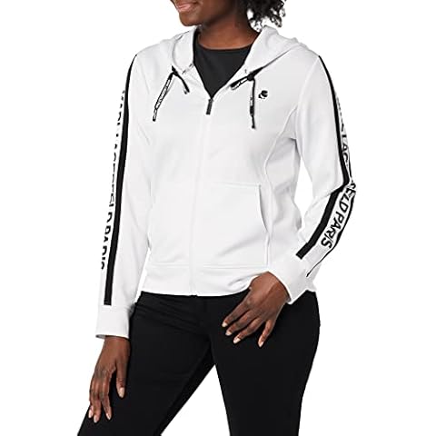 Karl Lagerfeld Paris Women's Long Sleeve Logo Taping Hoodie, White, Large Cover