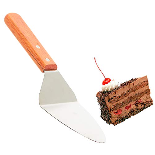 Pie Server With Wood Handle By Tezzorio, 6" Stainless Steel Blade Cake Server / Pizza Server #TOP1