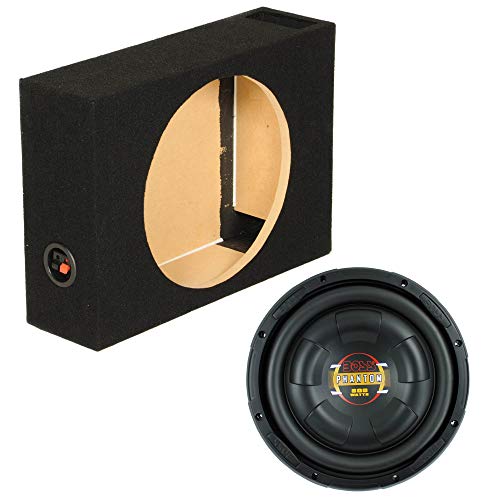 Q Power Single 10″ Vented Shallow Sub Box & 10″ 800W Slim Car Audio Subwoofer