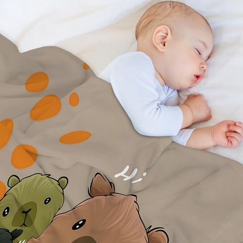 Couverture flanelle chaude et moelleuse motif Capybara mignon