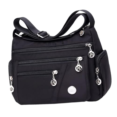 1pc Waterproof Nylon Crossbody Bag Casual Satchel-style Bag Storage Tote Waterproof Shoulder Portable Versatile Waterproof Hand Lightweight Cross Body Black
