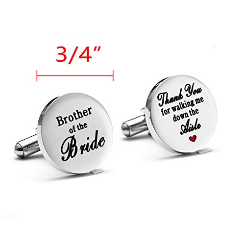 Melix Home Brother of The Bride Stainless-Steel Cufflinks Thank You for Walking Me Down The Aisle Cuff Links Brother Wedding Party Gifts2