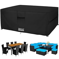 Dokon Garden Furniture Covers Waterproof Upgrade 420D Oxford Fabric Cube Patio Set Cover Weatherproof Winter Outdoor Table and Chair Cover with Air Vents, Multi-size (220x220x90cm)