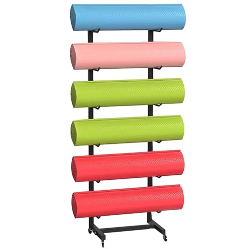 Support de tapis de yoga mobile en acier durable pour studio professionnel