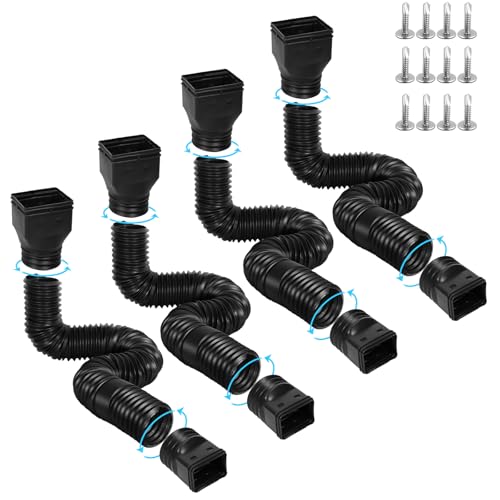 image for Gutterlix 4 Pack Flexible Gutter Downspout Extensions Extendable from 