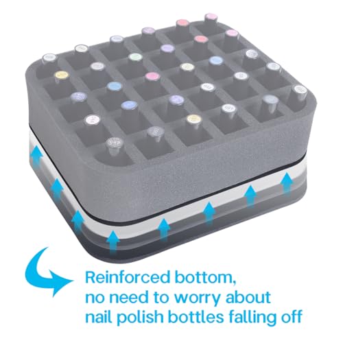 Image of 2 Pack Nail Polish Organizer Holder Foam Pad with Slots for Storage 60 Bottles (15ml /0.5fl.oz) Nail Polish or Essential Oil Tray for Drawers Black