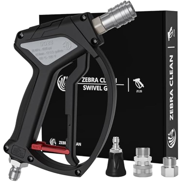 Short Pressure Washer Gun, Swivel Power Washer Gun 4060 PSI, Stubby Pressure Washer Gun with 3/8 Smooth & 1/4 Quick Connector Coupler Compatible with Hose Foam Cannon Car Wash Foam Gun(Black Grey)