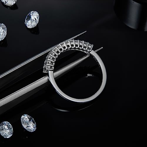Gem's Beauty 1.0Ct Moissanite Classic Half Eternity Wedding Band Ring in 925 Sterling Silver (Size 5-10) 5