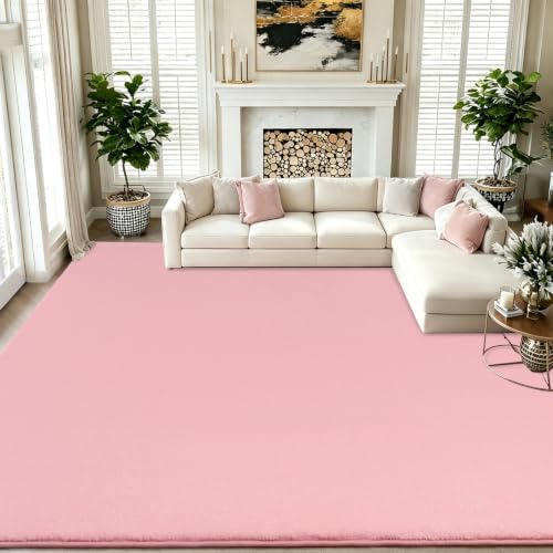 qulint Pink Area Rugs 9x12 Living Room, Soft Large Rug for Bedroom Nursery