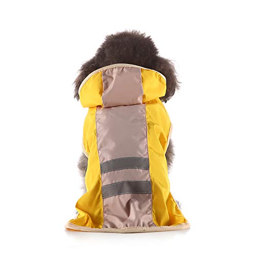 S-Lifeeling 犬レインコート 犬用品 お出かけ お散歩 可愛い おしゃれ 反射テープ 帽子付き 雨合羽 ドッグウェア 防水 雨具 小型犬 中型犬 大型犬 雨天対策イエロー M(背丈32cm)