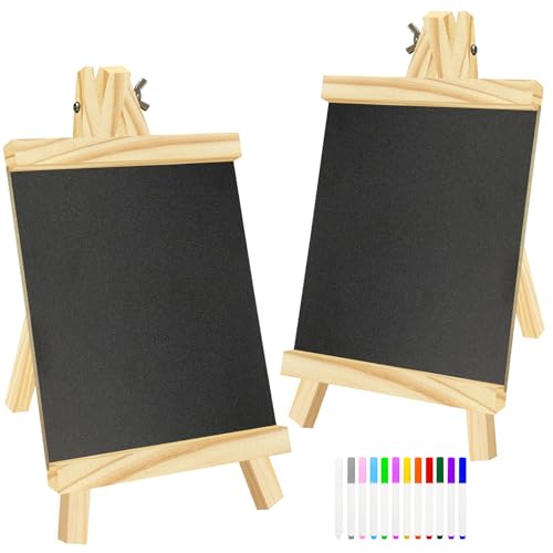 2 Piezas Pizarra Pequeña con Soporte,28 x 16cm Pizarra Negra para Cocina Boda Cafetería (Negro)
