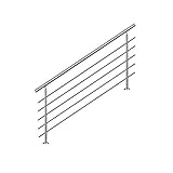 edelstahlgeländer mit glas  Bc-elec - AHM1805 Treppenhandlauf 180cm, Balkon, Balustrade, Edelstahlgeländer mit 5 Querstäben, Flache oder geneigte Montage