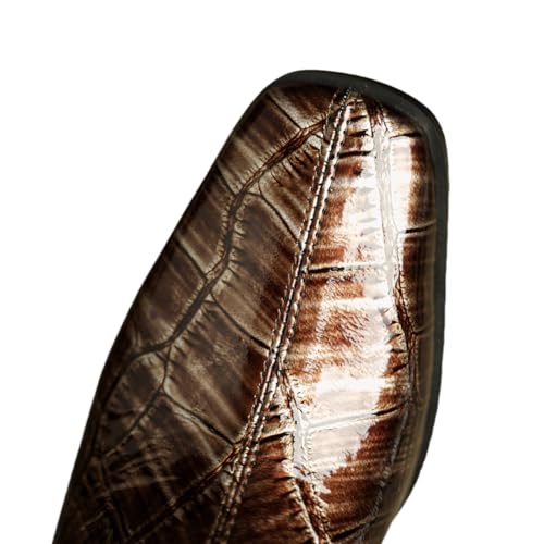 TinaCus Plaid Pattern Genuine Leather Women's Square Toe Handmade Mid Heels Ankle Boots with Back Zipper2