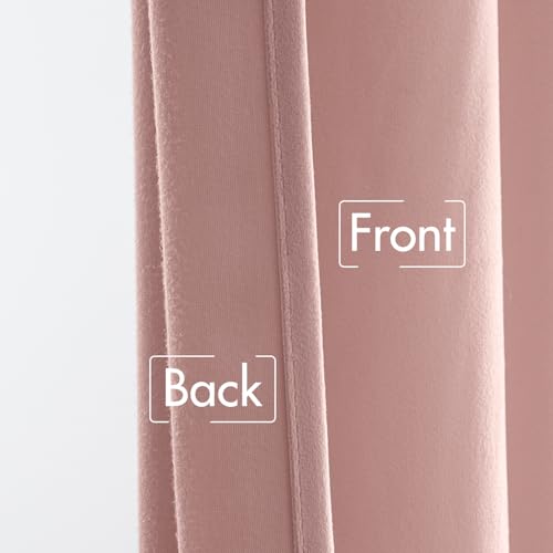 Image of MIULEE Light Pink Velvet Pinch Pleat Blackout Curtains W52 X L84 Inches | 2 Panels,Luxury,Thermal Insulated,Super Soft,Back Tab & Rod Pocket,for Bedroom Living Room