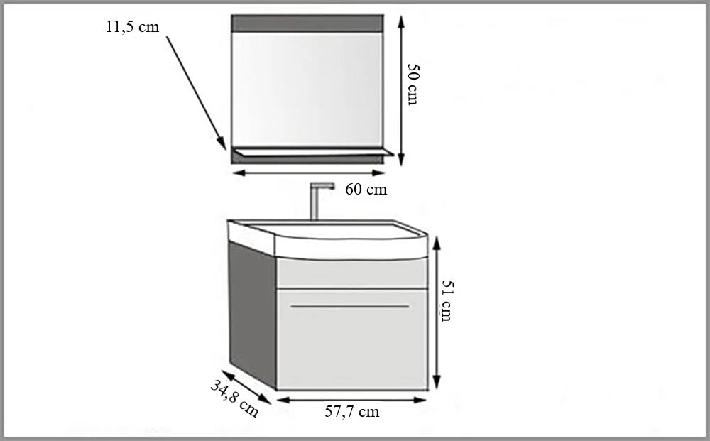 Belini PRIM1 Szafka pod umywalkę łazienkową 60cm Dąb Wotan | Meble łazienkowe Dąb Wotan, montaż ścienny, mechanizm soft-close, panel drewniany FSC, umywalka i lustro w zestawie
