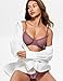 Wingslove Women's Sexy 1/2 Cup Lace Bra Balconette Mesh Underwired Demi Shelf Bra Unlined See Through Bralette(Brownish Purple,40C)