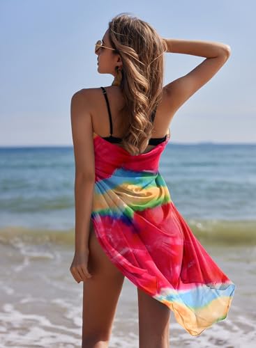 Image of Ekouaer Women Sarong Swimsuit Coverups Chiffon Long Bikini Wraps Sheer Beach Bathing Suit Cover Up