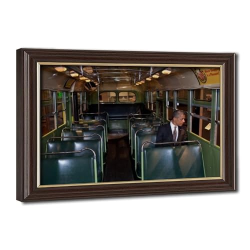 Poster Obama Rosa Parks Bus impression sur toile décorative avec cadre à suspendre 20x30 cm