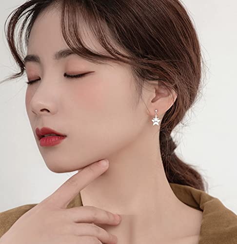 Reffeer Solid 925 Sterling Silver Double Star Stud Earrings for Women Teens Small Star Stud Earrings Drops2