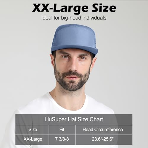 Image of LiuSuper XXL Baseball Cap - Extra Large Flat Brim Snapback 5 Panel Trucker Hat for Big Heads
