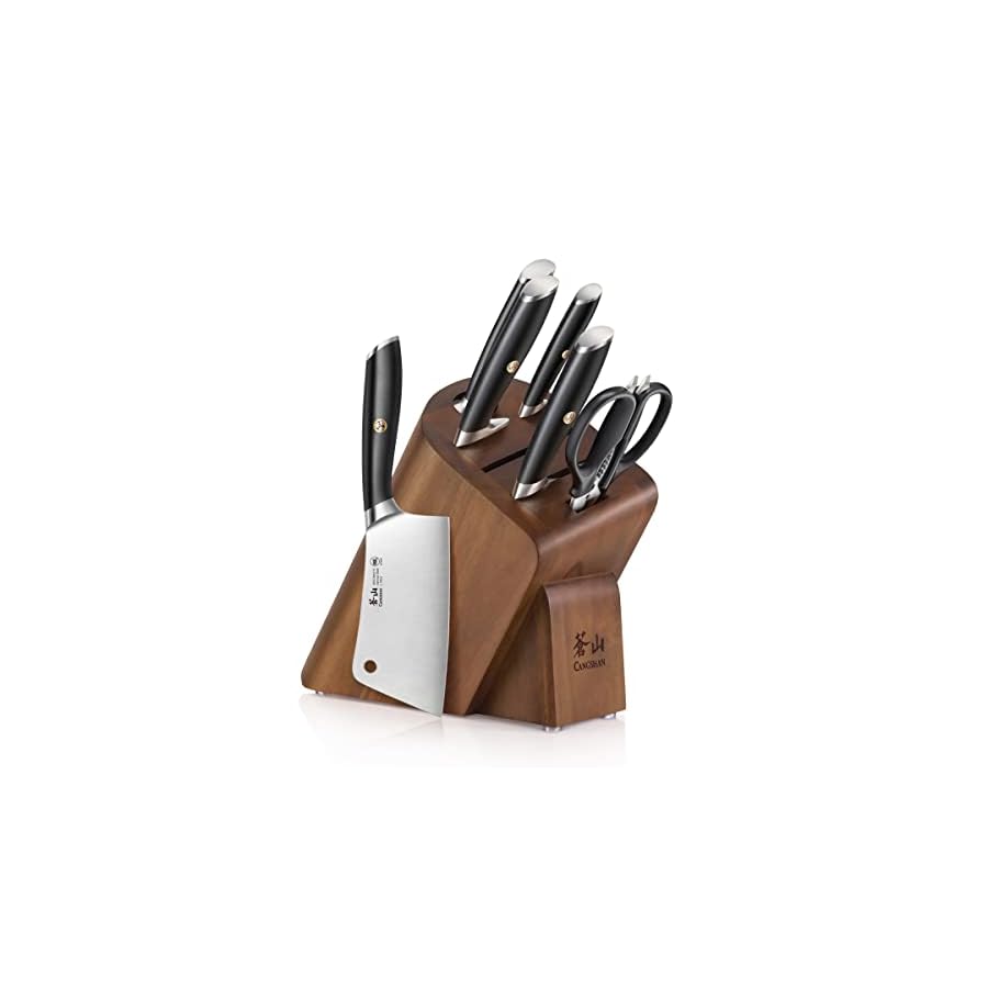 Cangshan L Series 7-Piece Cleaver Knife Block Set, Forged German Steel, Black, 1027112