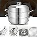 DJFKDYHPE Household Stainless Steel Steamer, Korean Non-Stick Cooker, Tempered Glass Lid + All-Steel Top Bead, Non-Magnetic Double Pot(D)