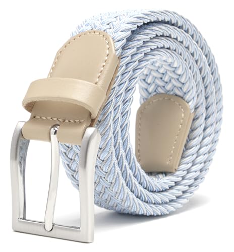 Image of Fabio Valenti Men's Stretch Belt Woven Braided Belt 1 3 /8 for Golf Pants | Solid Buckle, Casual Occasion, Everyday Dress, Handmade,Colorful,Gift