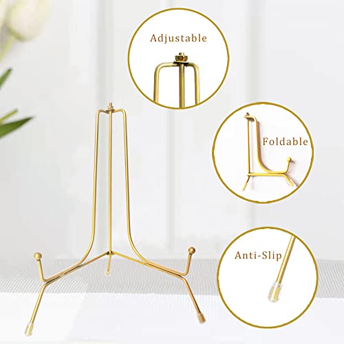 2 Pack 8 Inch Plate Stands For Display, Anti-Slip Plate Holder Display Stand Gold Iron Easel Stand Picture Stand For Photo Frames, Decorative Plate, Books, Pictures And Tabletop Artworks #TOP2