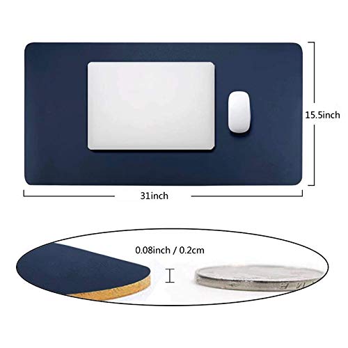 Image of House of Quirk Laptop Keyboard Mouse Felt Pad with Paper and Pen Pocket for Desktops (78.7 x 39 CM, Dark Blue /Yellow)