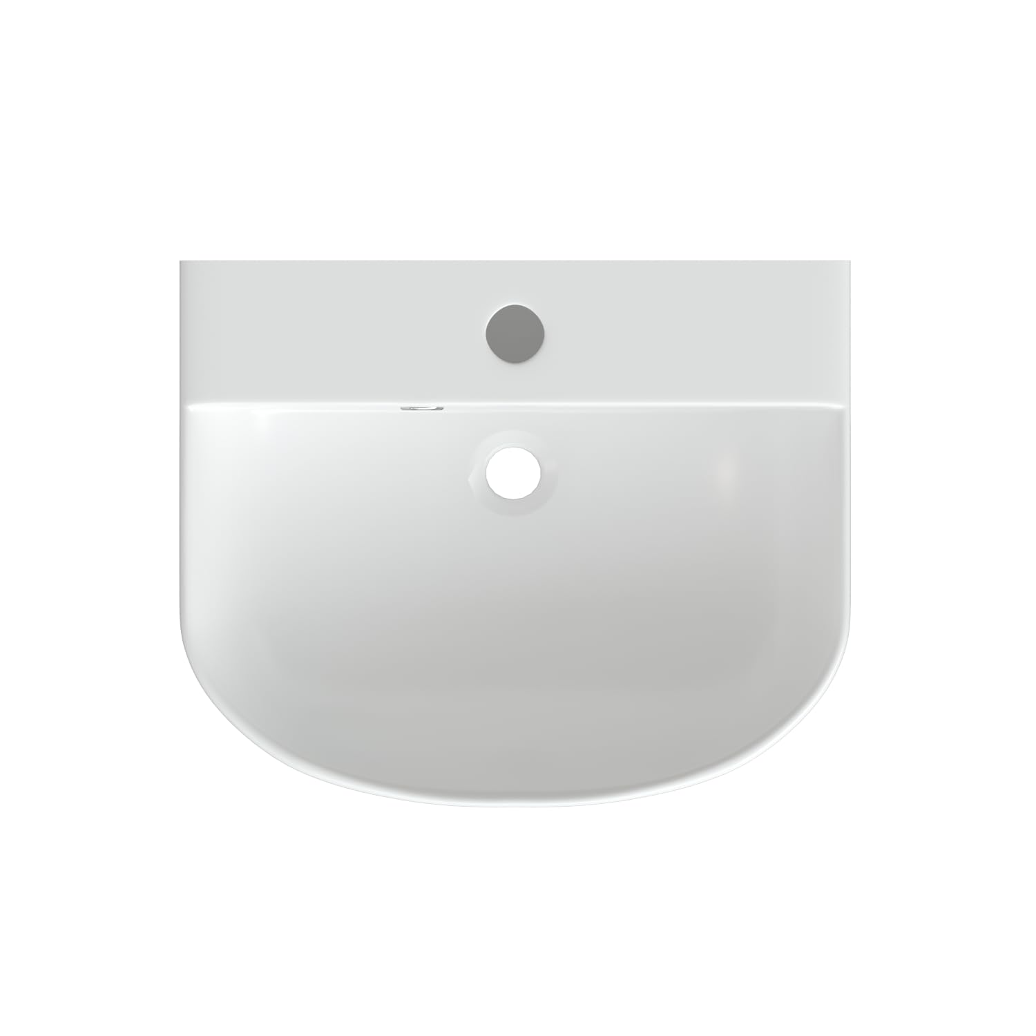 Waschbecken aus Keramik 44 x 36 cm Waschtisch Hängewaschbecken Halbrund Ovales Handwaschbecken Weiß Badezimmer Gäste WC mit Hahnloch Überlauf Stockschrauben | OHNE Wasserhahn | OHNE Ablaufventil