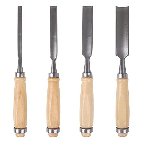 CNBTR Carbon Steel Carving Firmer Gouge Semicircle Wood Chisel Set DIY Woodworking Handle Carpentry Tools Pack of 4 Cover
