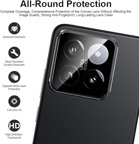 Image of ZARALA Glass Camera Lens Protector For Xiaomi 14 [9H Hardness] [6D Lens Protector ] [Easy Installation] Black