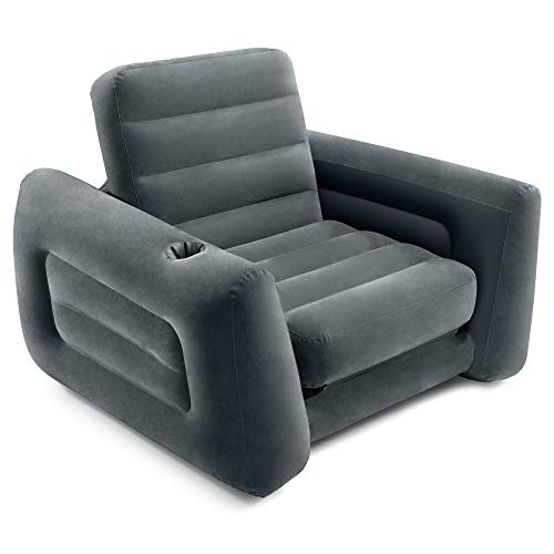 Intex Pull-Out Chair Inflatable Bed, 46" X 88" X 26", Twin, Grey
