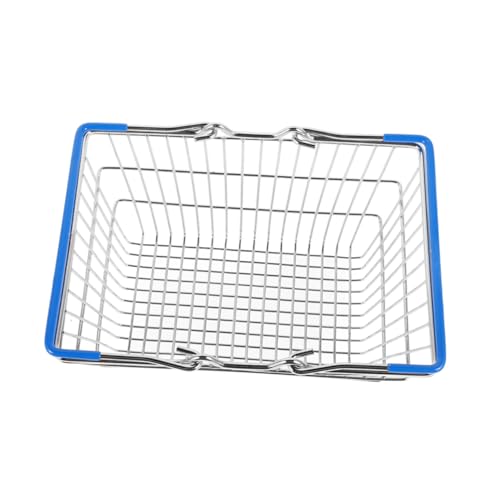 FELTECHELECTR Kids Shopping Basket Mini Woven Basket Handle Iron Craft Mini Shopping Cart for Children's Room