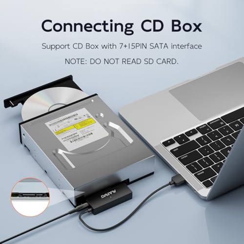 Image of MAIWO External Hard Drive Enclosure for 3.5 2.5 Inch SATA SSD HDD, 6Gbps USB 3.0 to SATA Drive Adapter Case Cable, with SD Card Storage + CD Box Reader, 24TB Capacity