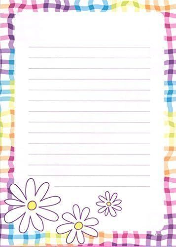 Lil Pickle Girls Wavy Gingham Stationery Set, Lined, 10 Pack w/Stickers, Pen & Envelopes